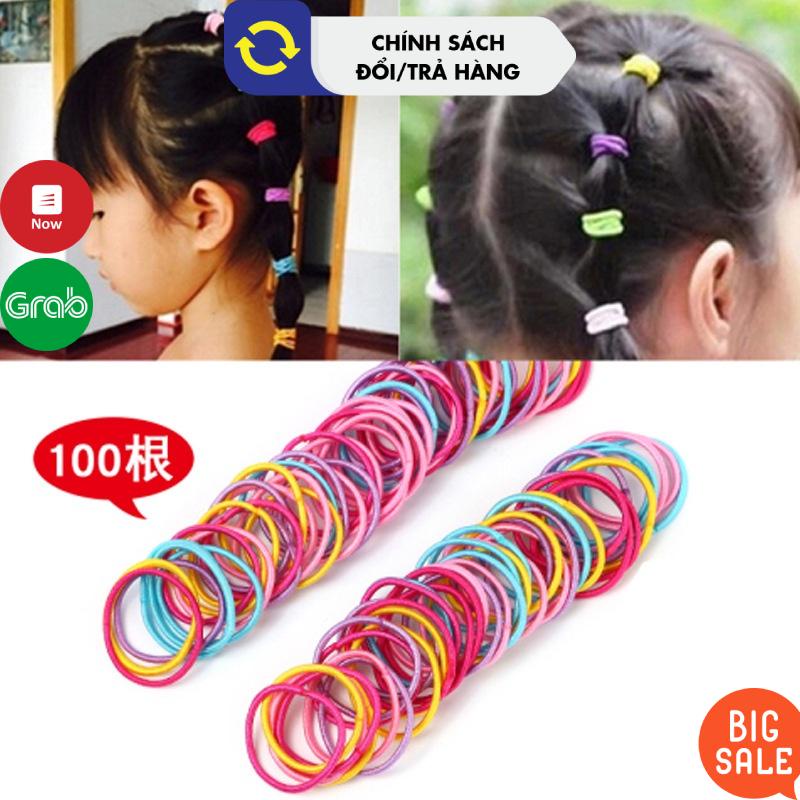 Thun cột tóc cho bé gái Set 50 cái dây thun buộc tóc nhiều màu dễ thương Phụ kiện tóc cho bé Buộc tóc cho bé