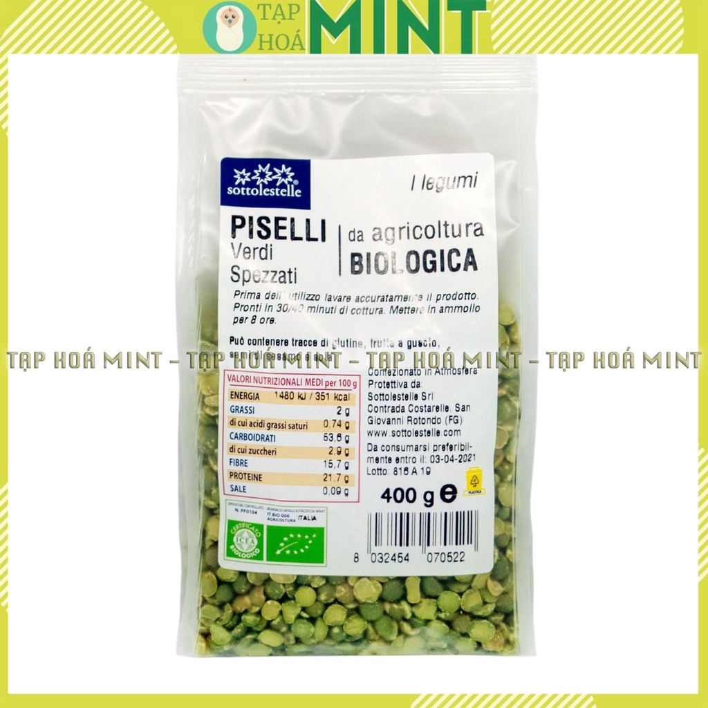 Đậu hà lan hữu cơ Sattolestelle gói 400g cho bé ăn dặm - Tạp hoá mint