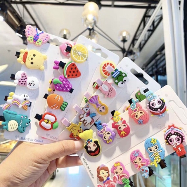 Set 10 Kẹp Tóc Hình Công Chúa, Ngựa PoNy vs Động Vật Đáng Yêu Cho Bé.