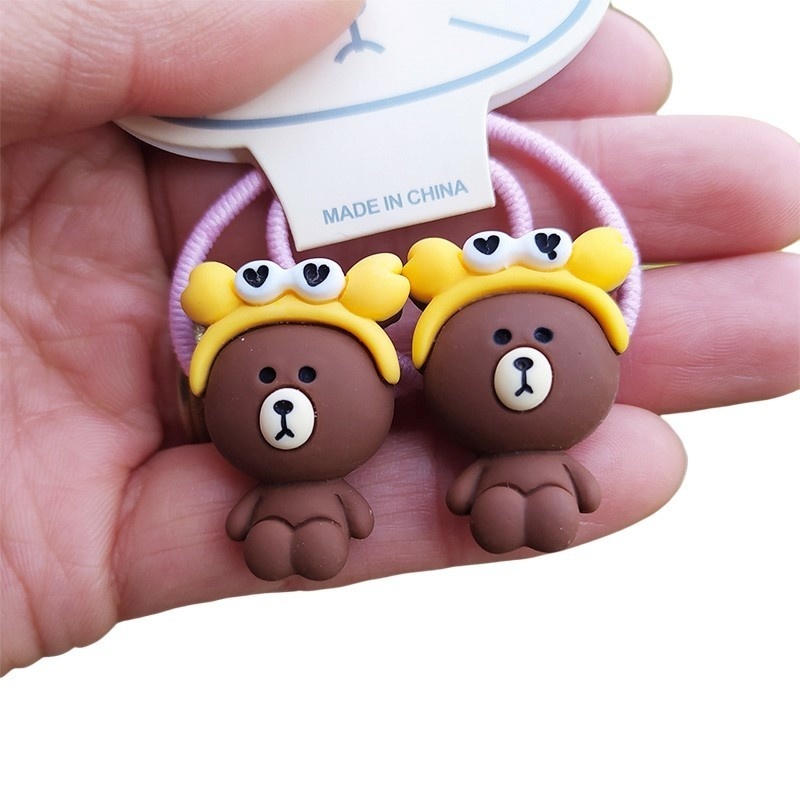Set 2 Dây Cột Tóc Co Giãn Hình Thú Dễ Thương Cho Bé Gái