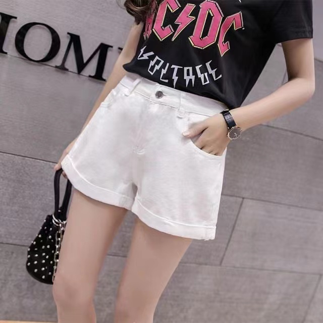 Quần Short Denim Lưng Cao Kiểu Retro Hàn Quốc Thời Trang Mùa Hè Cho Nữ