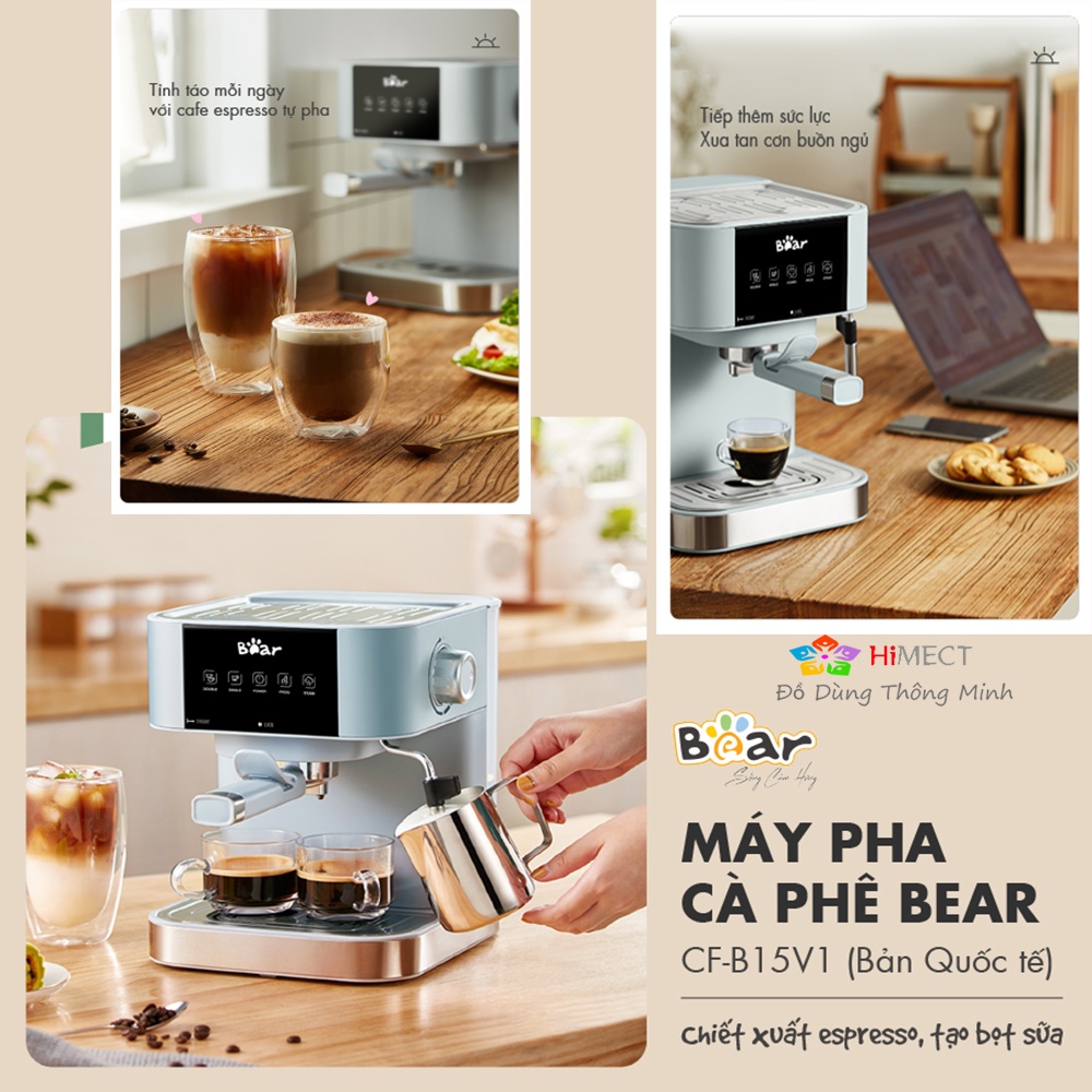 Máy Pha Cà Phê Espresso Mini Tự Động Tạo Bọt Sữa Cafe 6 Công Thức Khác Nhau Bear CF-B15V1- HiMect