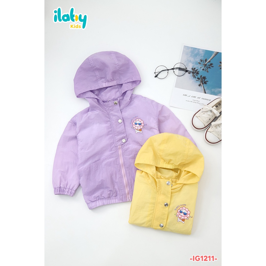 Áo gió bé gái ILABY cúc bấm nẹp chất liệu gió nhăn chống nước