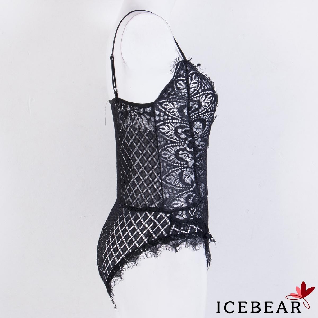 Bộ đồ lót liền thân màu trơn họa tiết ren hoa xuyên thấu gợi cảm cho nữ