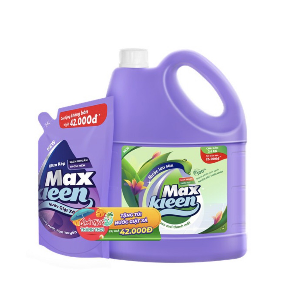 Chai Nước Lau Sàn MaxKleen 3.6kg+Túi nước giặt xả 600g