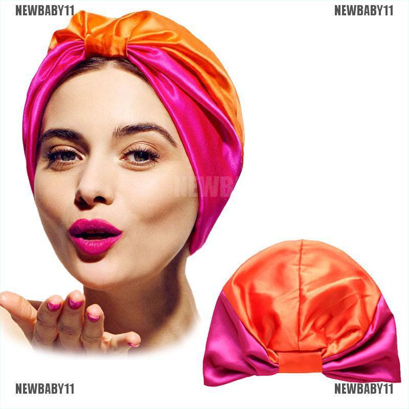 Mũ Trùm Tóc Khi Ngủ Bằng Lụa Co Giãn Chăm Sóc Tóc Cho Nữ NEWBABY11