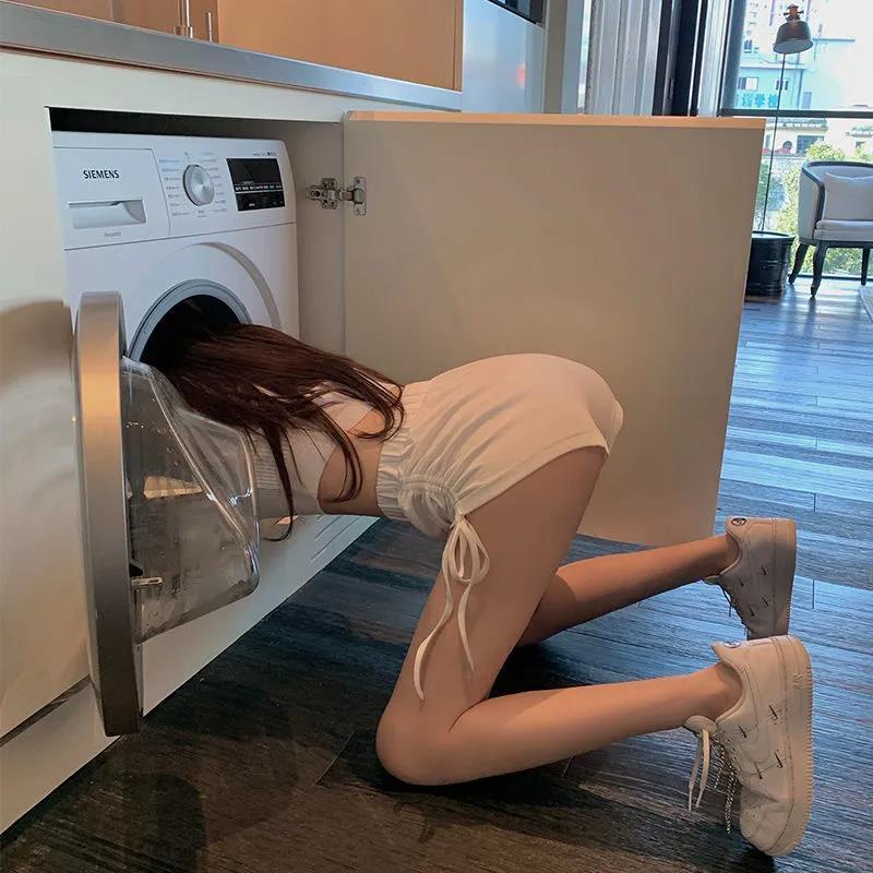 Quần Short Thể Thao Lưng Cao Ống Rộng Màu Trắng Phong Cách Hàn Quốc Dễ Phối Đồ Thời Trang Mùa Hè Cho Nữ