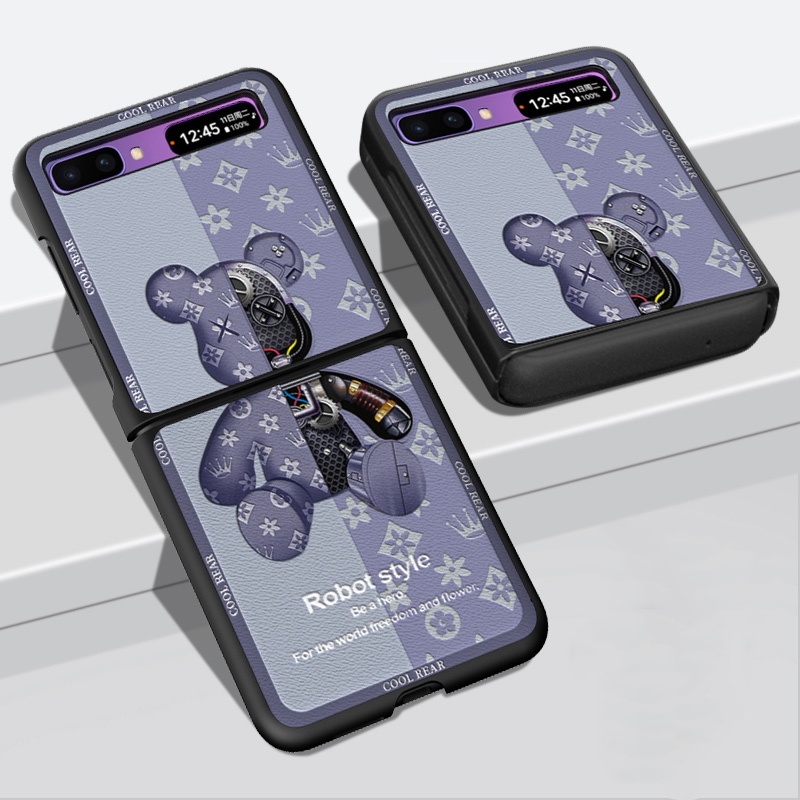 Ốp Điện Thoại Da Gập Chống Sốc Họa Tiết Gấu Hoạt Hình Cho Samsung Galaxy Z Flip 1/2