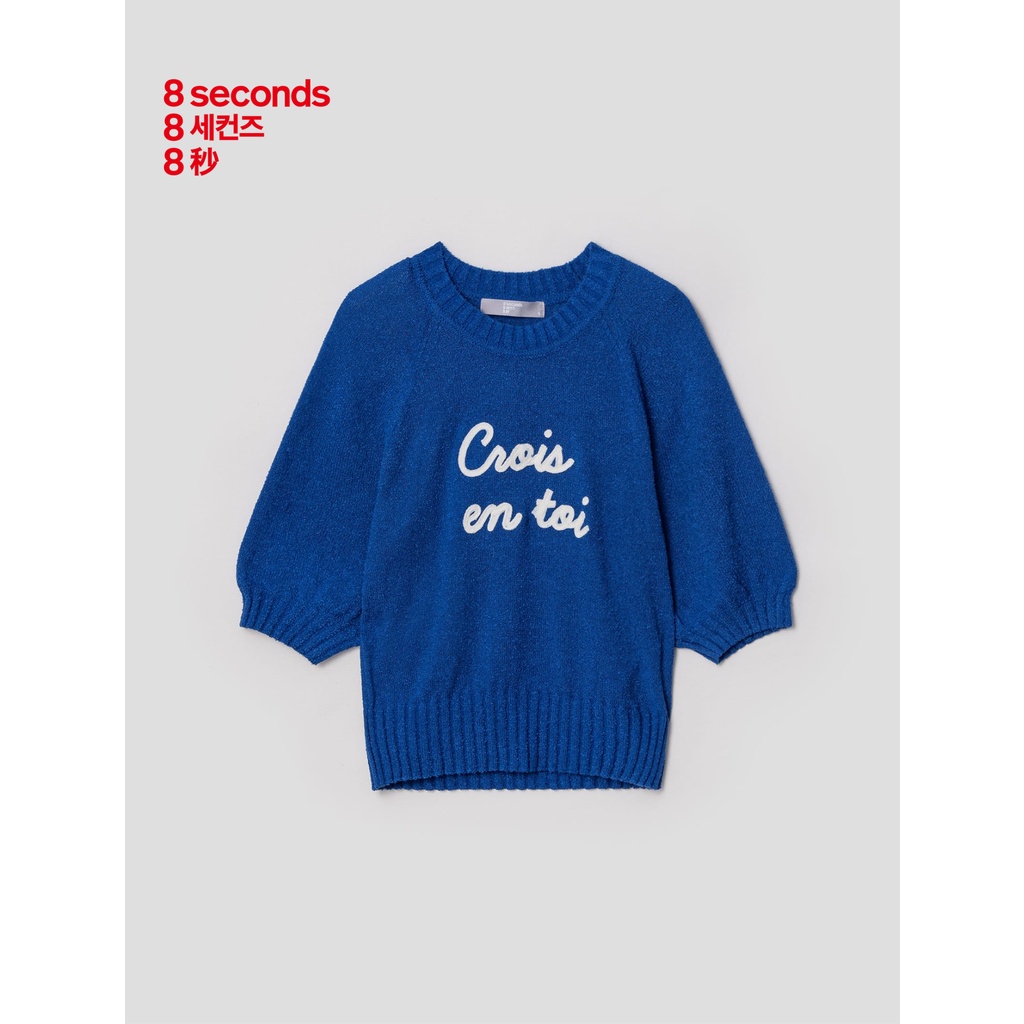 Áo len chui đầu nữ 8seconds màu xanh - 322451EY2P