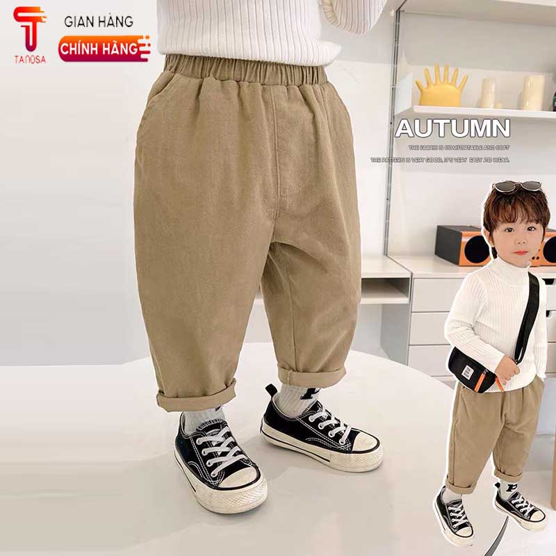 Quần kaki dài, quần dài cho bé kaki chất mềm cạp chun phong cách Hàn Quốc từ 15-35kg