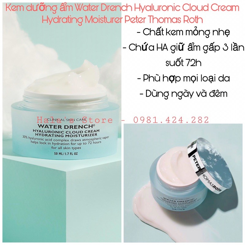 Peter Thomas Roth ✨ Kem dưỡng ẩm Water Drench Hyaluronic Cloud Cream Hydrating Moisturizer