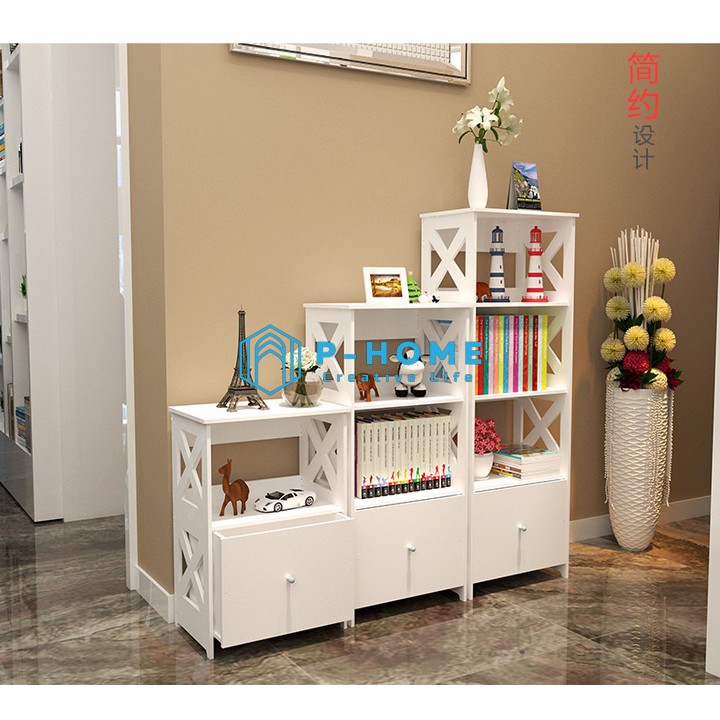 Kệ đa năng 2 tầng có hộc tủ