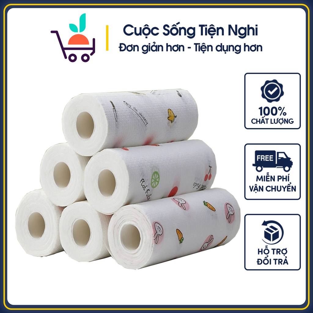 Cuộn khăn giấy lau đa năng và cọc gỗ