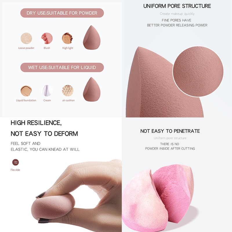 Set 8 miếng mút trang điểm MAGEFY kèm hộp với 4 kiểu có sẵn có hình trứng