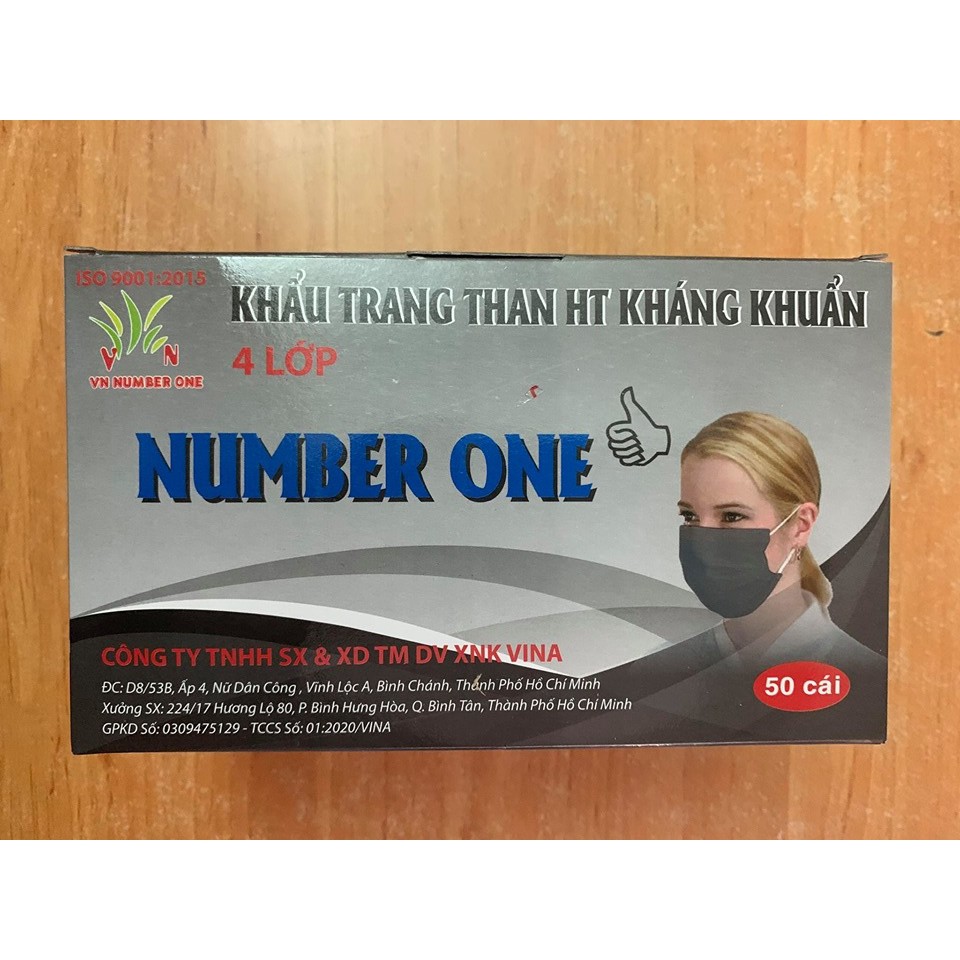 Khẩu trang y tế 4 lớp than  Number One ( hộp 50 cái )