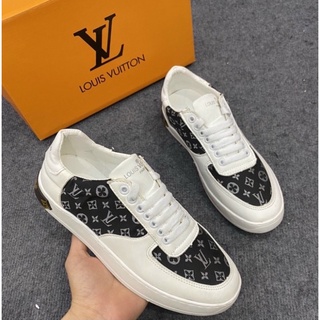 FREE SHIP  Giầy buộc dây LV hoạ tiết vân chìm mầu trắng, Giầy da mềm đế cao su phong cách hàn quốc btshop từ 38 đến 42