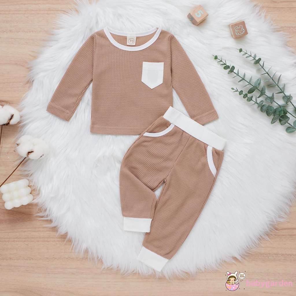 Bộ Áo Thun Tay Dài + Quần Lưng Thun Cho Bé Trai Từ 3-24 Tháng Tuổi