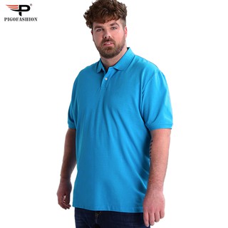 Áo thun nam big size cổ bẻ cao cấp 80kg trở lên Pigofashion PB01 (xanh da)