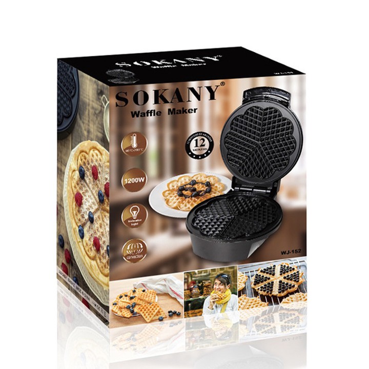 Máy làm bánh Waffle, Nướng bánh kẹp tổ ong đơn Sokany