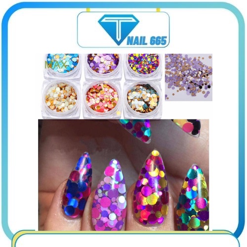 Sét nhũ trang trí móng nail, Set 12 hũ Nhũ tròn trang trí ẩn gel