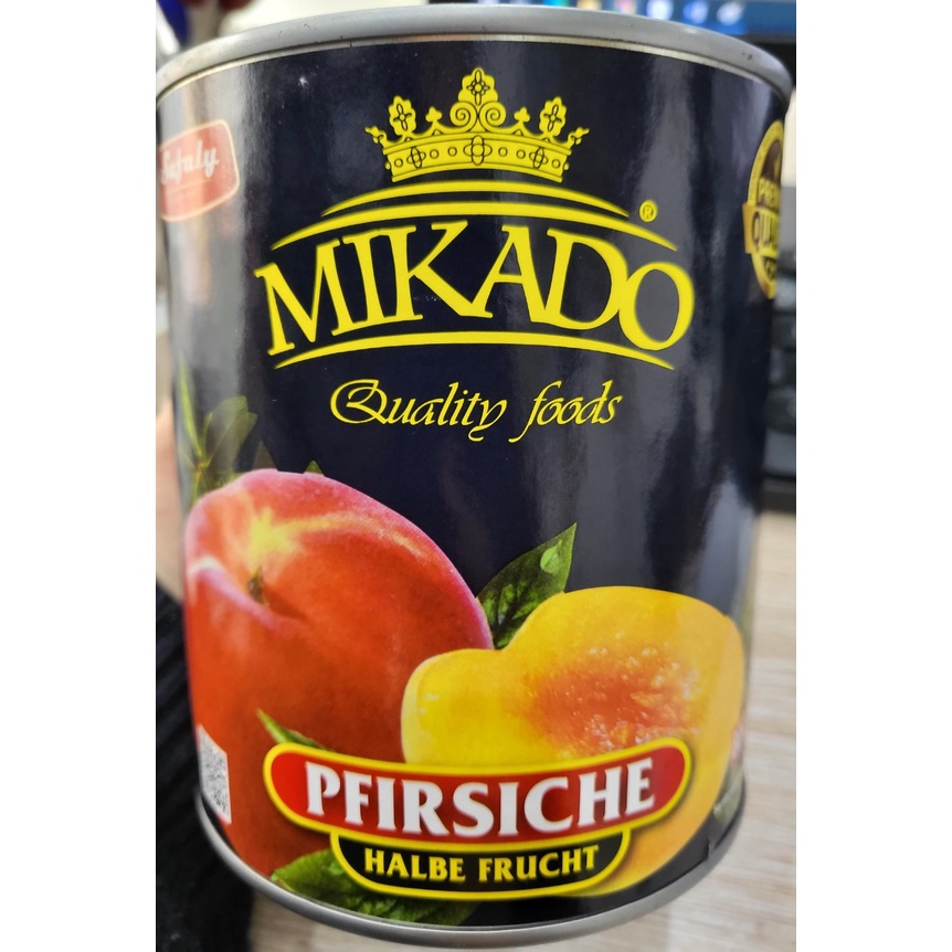 Đào tươi bổ đôi ngâm siro hiệu Mikado - hộp 820g