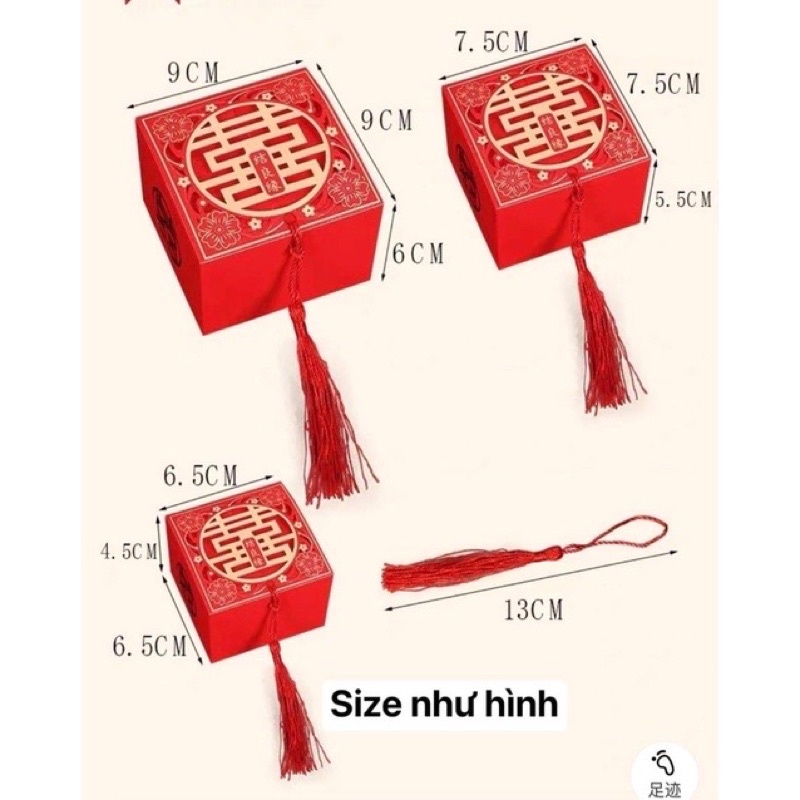 Combo 20-30-50c hộp quà cưới màu đỏ size 7,5cm - Hộp đựng bánh kẹo socola