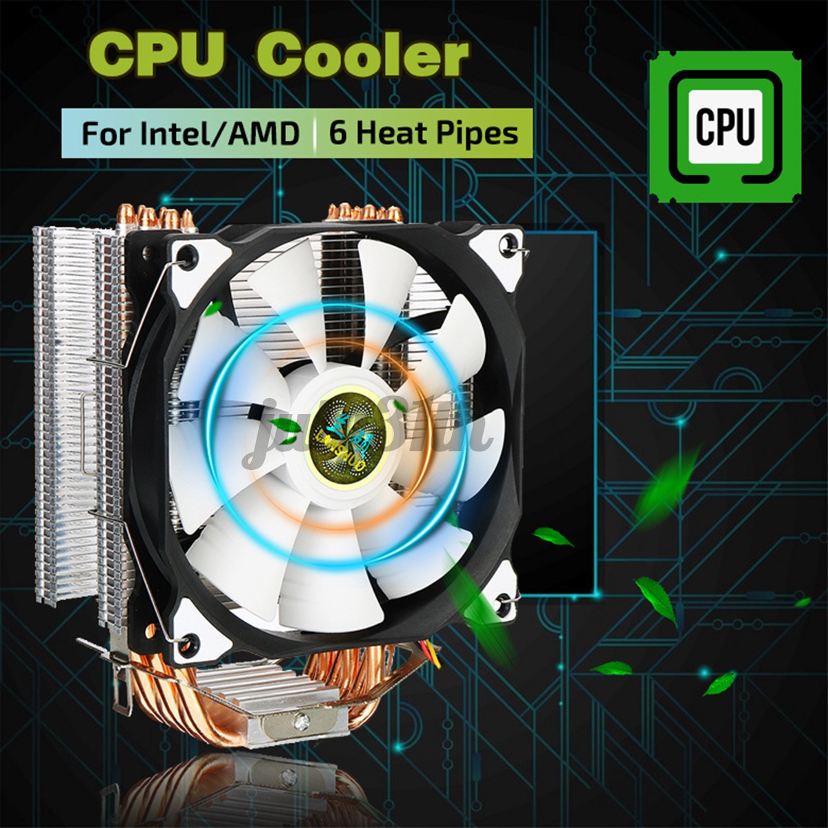 CPU Cooler 6 Heatpipes 4Pin 120mm Fan Cooling For LGA 775/115X//1366 and AMD