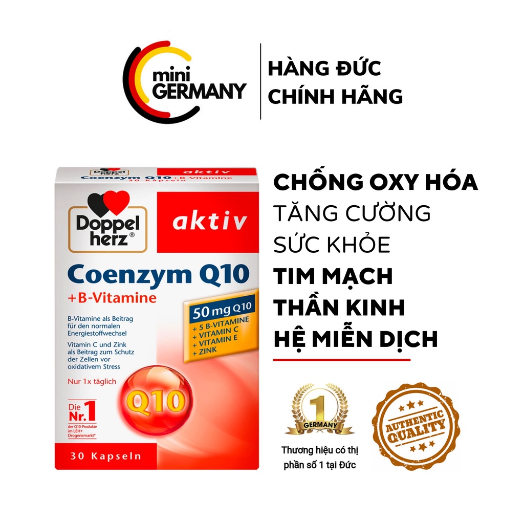 Viên uống bổ tim mạch, ổn định huyết áp Doppelherz Aktiv Coenzyme Q10 (hộp 30 viên)
