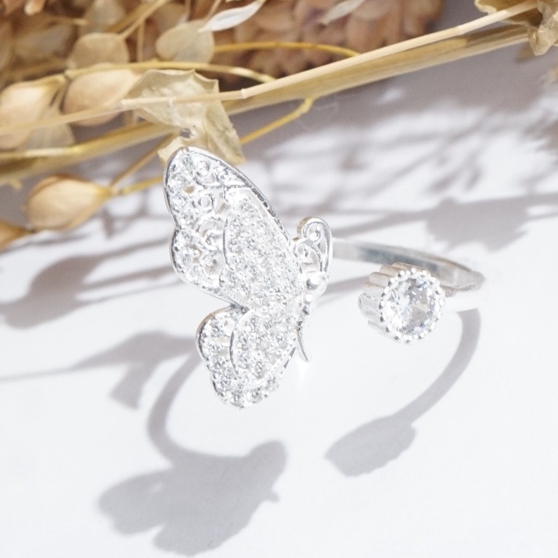 Nhẫn bạc 925 nữ đơn giản đẹp đính đá điệp vũ QMJ - Q730