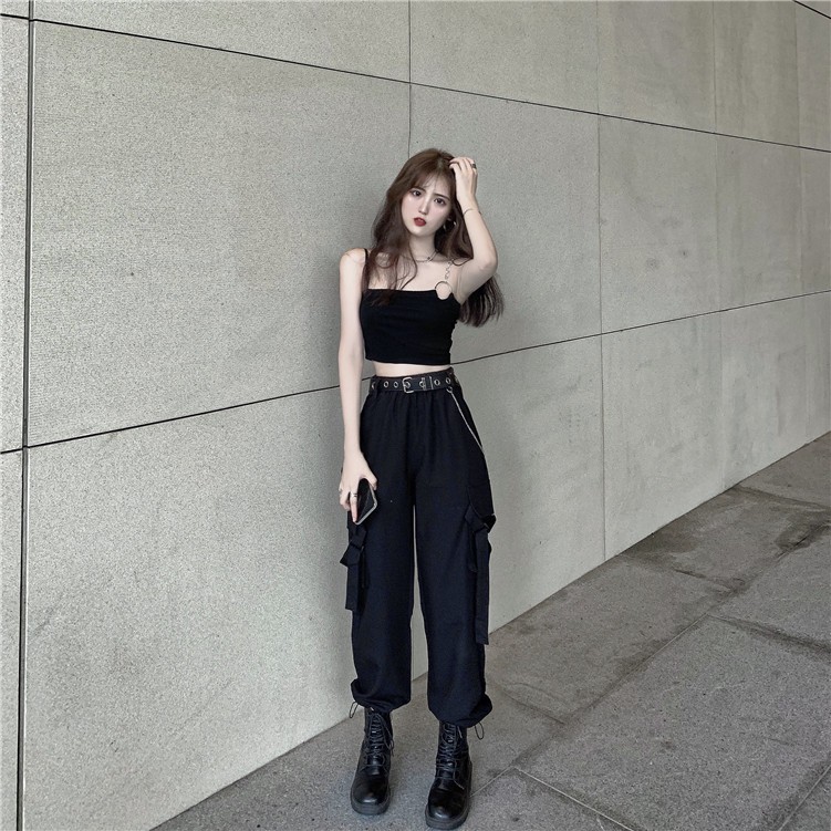 Đen quần ống rộng Lưng Cao Thời Trang Mùa Hè Cho Nữ | BigBuy360 - bigbuy360.vn