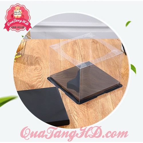 Hộp Mica Đựng Bánh Kem 2 Nắp 26x26x24 cm - Hộp Quà - Hộp Gấu Xốp - Không Có Ruy Băng