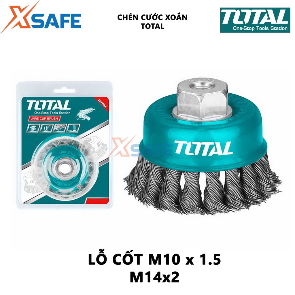 Bánh cước thép xoắn TOTAL Chén cước thau xoắn kích thước 75-125mm, đường kính dây cước 0.5mm, cốt M10 - [XSAFE]