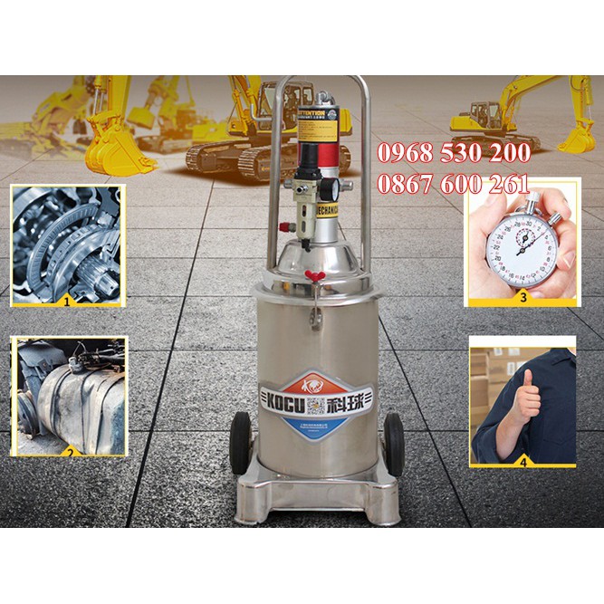 Máy bơm mỡ khí nén inox Kocu US-8 12 lít