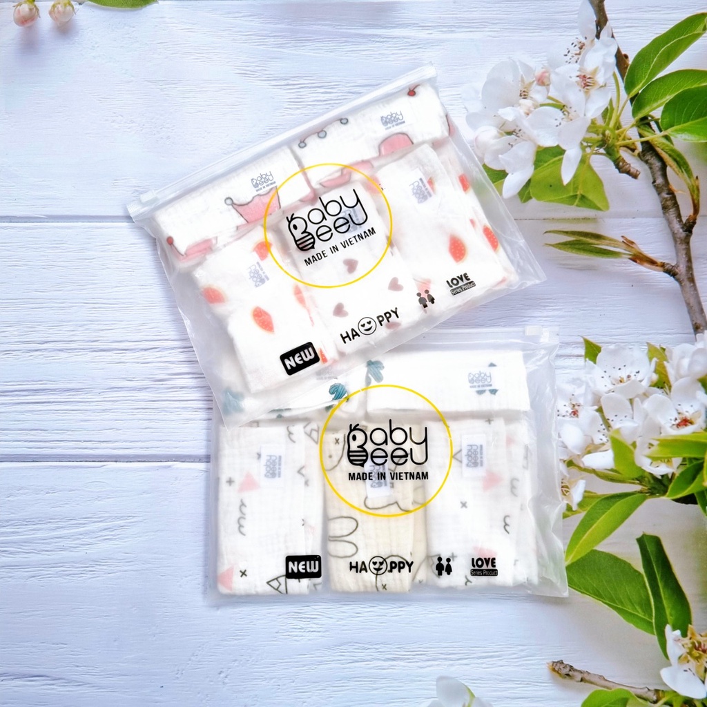Set 5 Khăn Xô Sữa Organic Baby Bee Cao Cấp