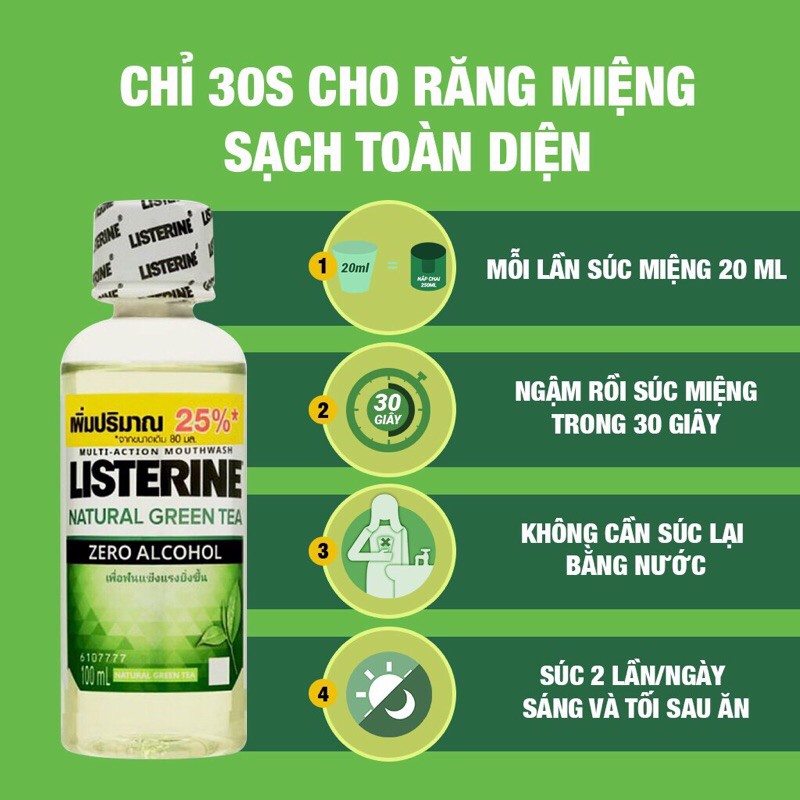 Nước súc miệng giữ hơi thở thơm mát Listerine 100ml