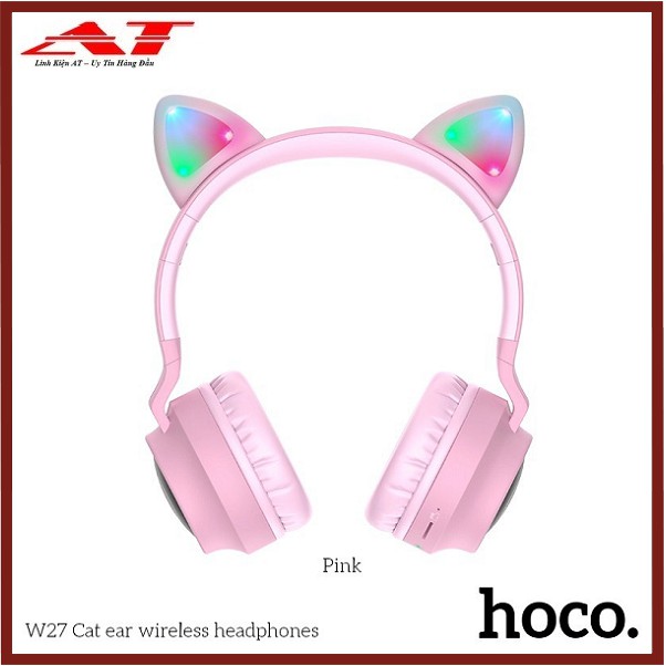 [Mã 267ELSALE hoàn 7% đơn 300K] Tai nghe chụp tai mèo Headphone Bluetooth HOCO W27