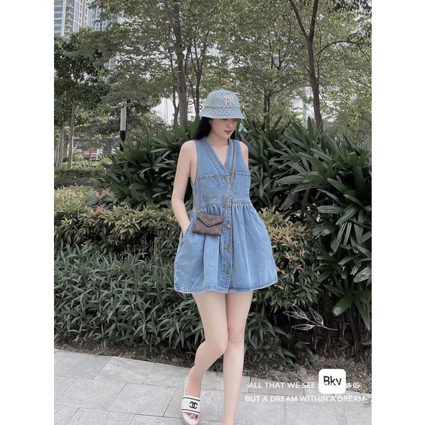 Sét váy jean cổ v cho bé gái từ 10-20kg💋hàng đẹp