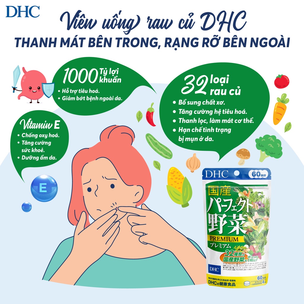 Viên uống rau củ DHC tổng hợp 32 loại 15 - 30 - 90 ngày