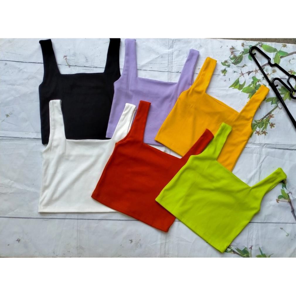 ÁO CROPTOP 2 DÂY BẢN TO FORM ÔM BODY TRƠN VÀ IN CHỮ [FREESHIP] VẢI DÀY DẶN, MỀM MẠI  ྇