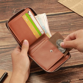 Ví nam ngắn Retro Zip Chủ thẻ ID đa chức năng