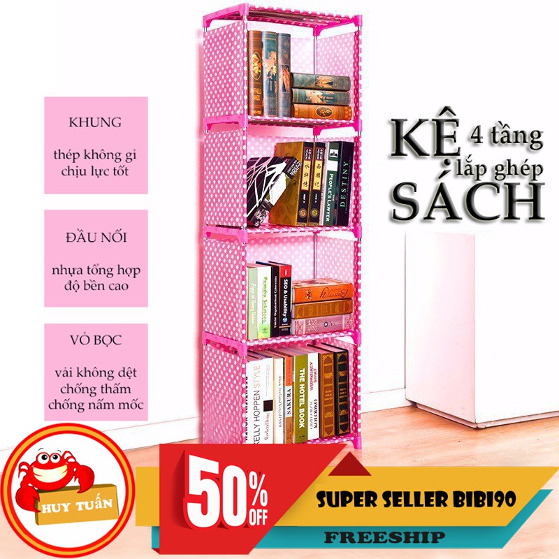 Kệ sách đa năng 4 tầng lắp ghép 2019