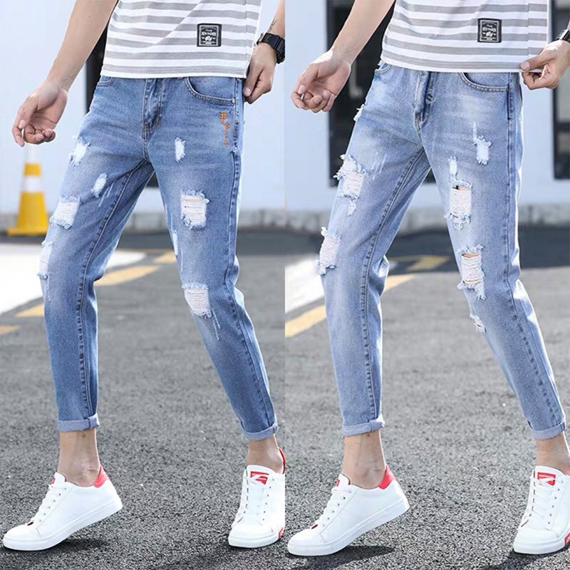 Quần Jean Nam Rách Cao Cấp Y Hình Xanh Bạc Đẹp Mẫu Mới MINHANHSHOP, Quần Bò Nam | BigBuy360 - bigbuy360.vn
