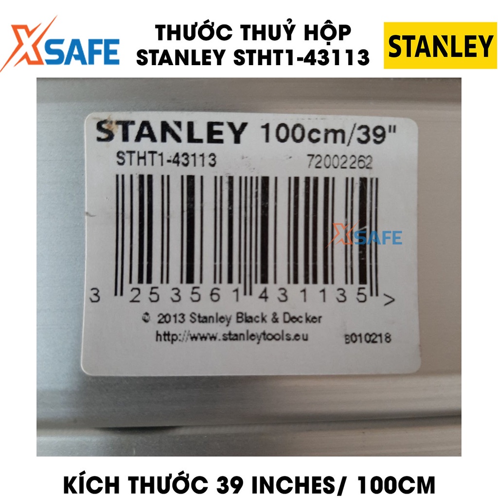 Thước thuỷ hộp STANLEY thân nhôm cao cấp Thước cân bằng thẳng tuyệt đối, đo chính xác, bọc cao su giảm sốc bền bỉ