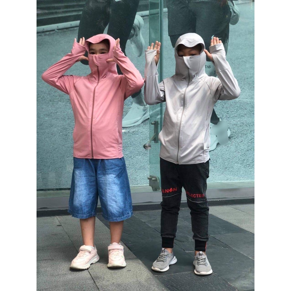 Áo khoác chống nắng trẻ em vải thun Nhật 100% NHẬP KHẨU thông thoáng mịn mát thoải mái chống tia UV 98%
