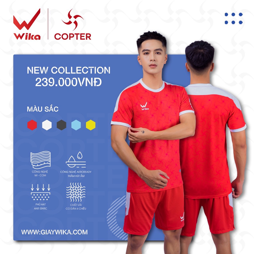 Áo Bóng Đá Wika Copter Chính Hãng,Áo Đá Banh Không Logo Co Dãn Thấm Hút Mồ Hôi