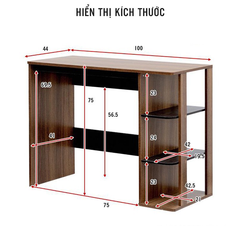 Bàn làm việc, bàn học Faco Furniture kết hợp giá sách phong cách hiện đại