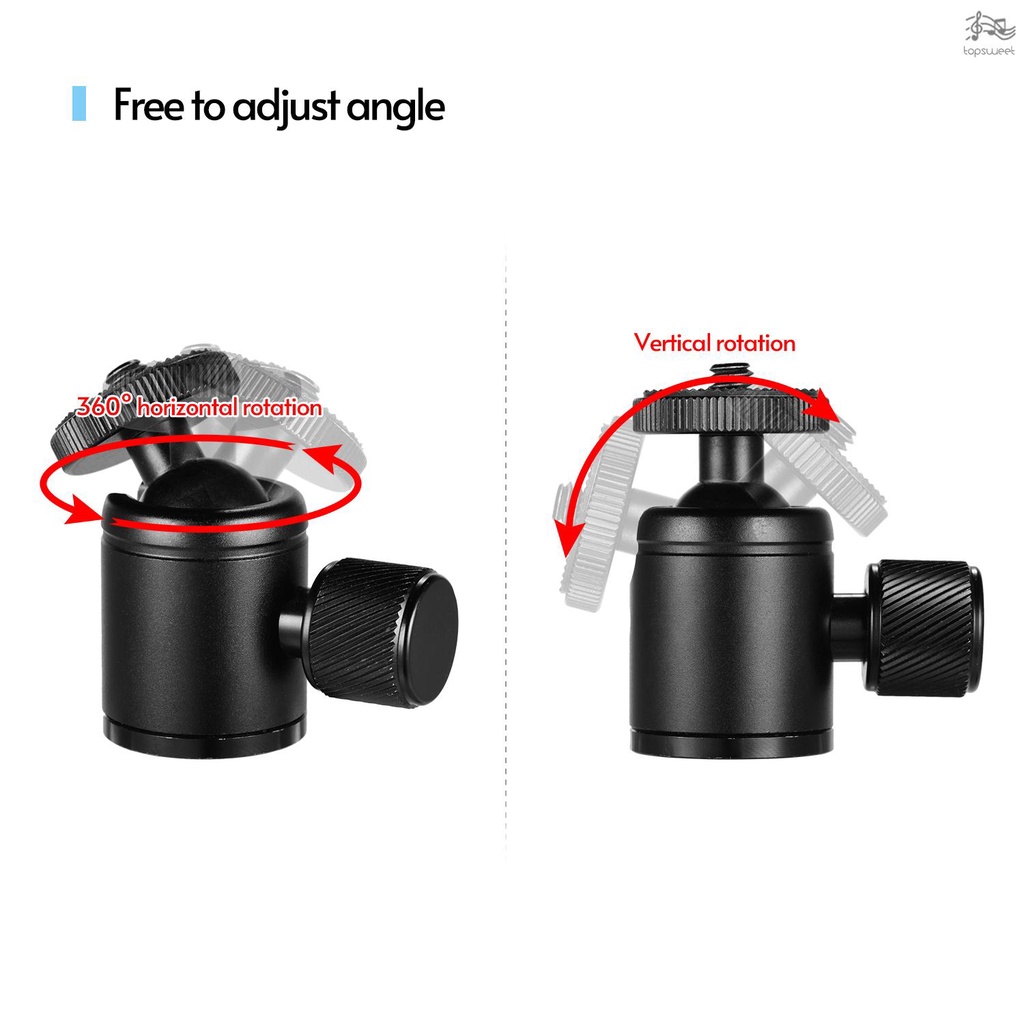 Đầu Bi Hợp Kim Nhôm Với Ốc Vít 1 / 4 Inch Và Lỗ 3 / 8 Inch Cho Chân Máy Ảnh / Điện Thoại / Đèn LED Đen | BigBuy360 - bigbuy360.vn