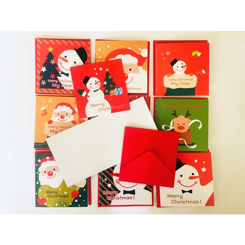 set 16 thiệp Noel Xmas nhiều mẫu size 8.5 x 8.5 cm