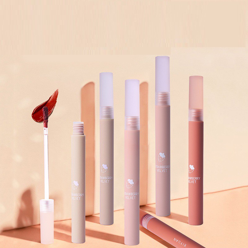 X1015 A6 Son Kem Trái Cây Xiyuan Lip Glaza Siêu Lì Và Mịn Môi, Son Lên Môi Cực Xinh