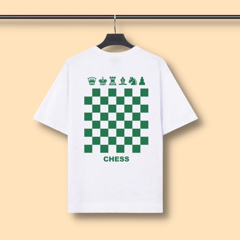 Áo thun nam nữ tay lỡ form rộng áo phông thời trang unisex in hình cờ vua chess màu đen trắng